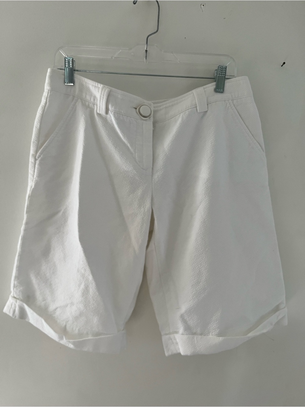 D&G dolce and gabbana White Cuffed Bermuda Shorts 100% cotton quiet luxury sz 44